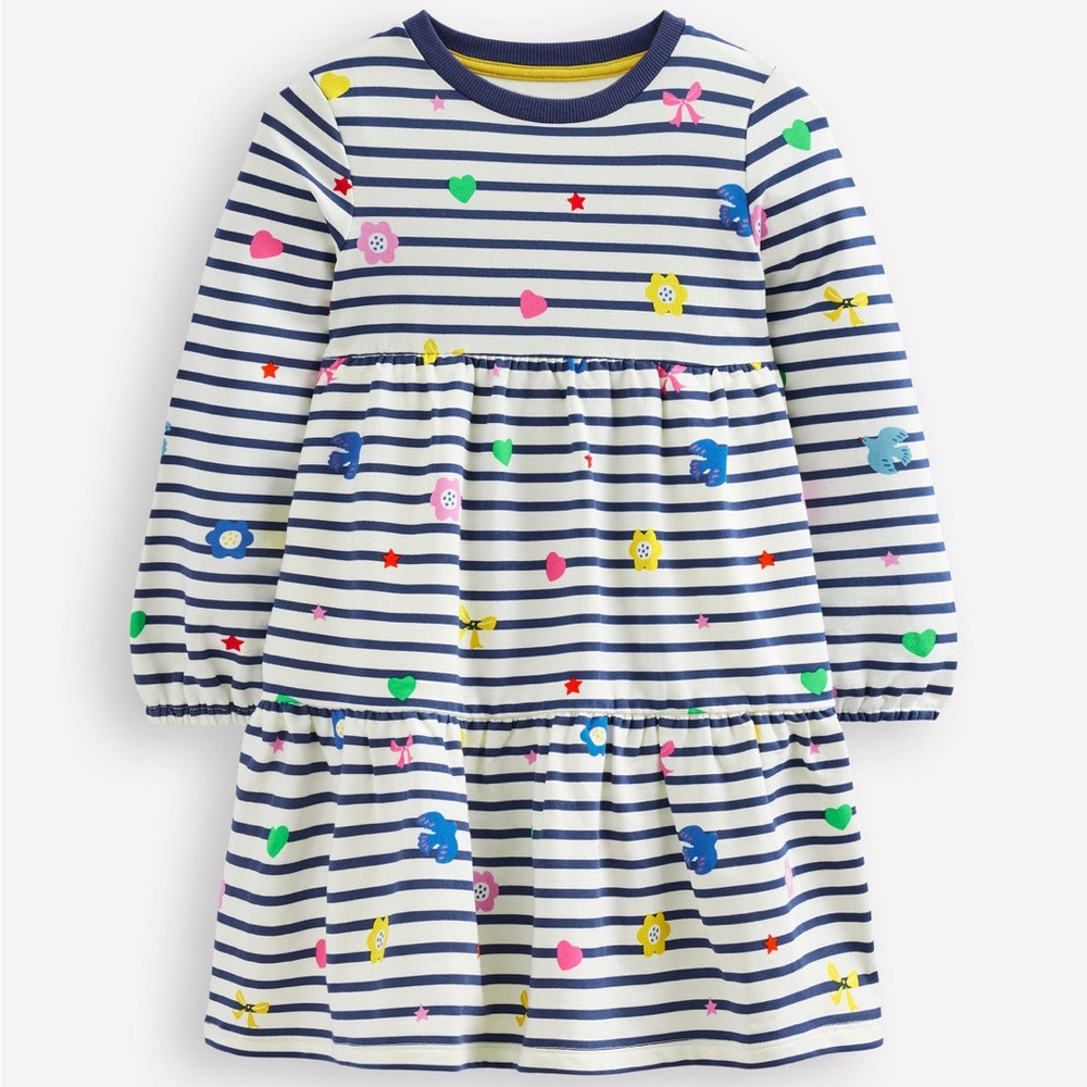 NWT Mini Boden Striped Tiered Dress